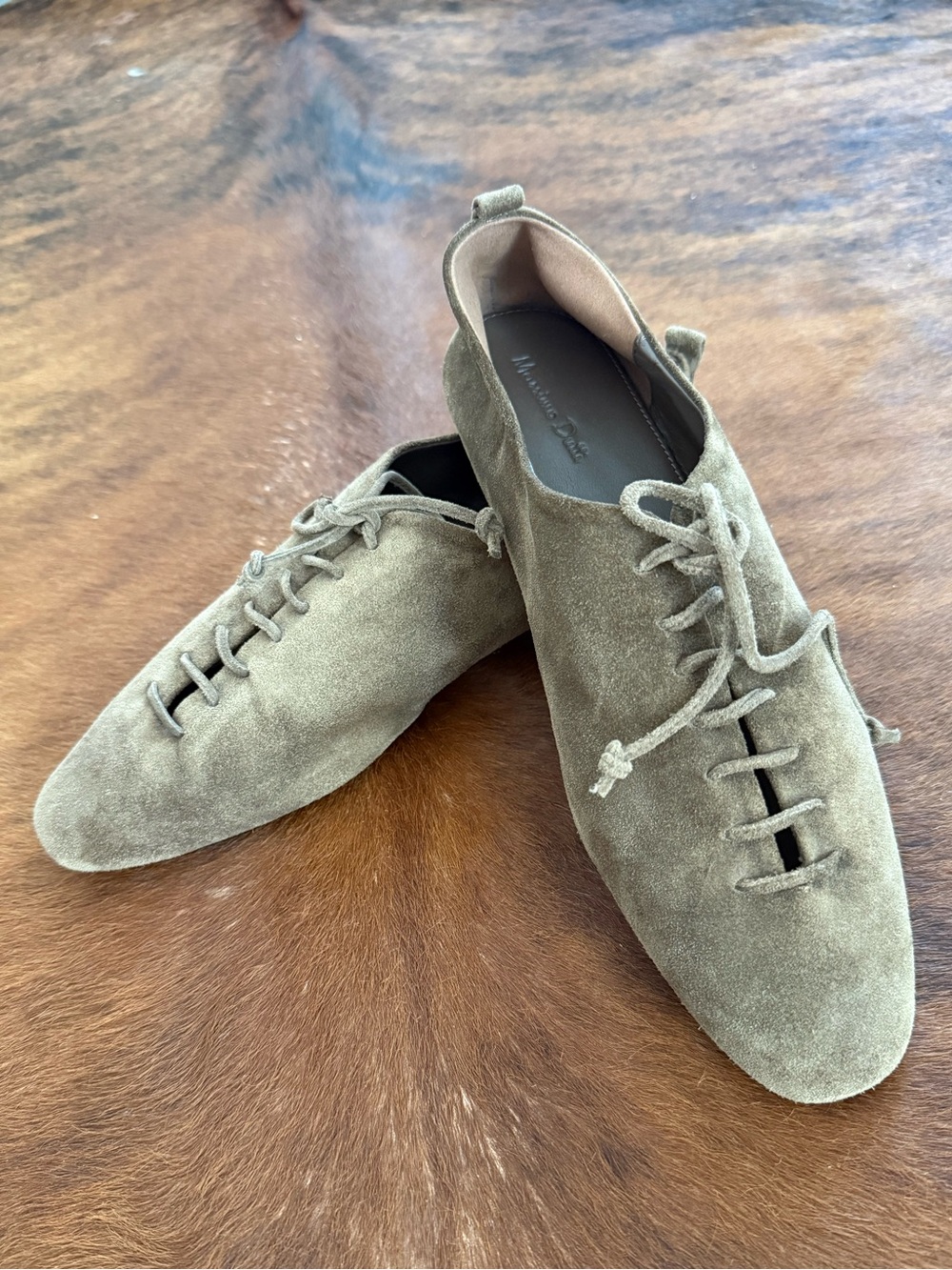 Massimo Dutti Brown Suede Lace-Up Shoes